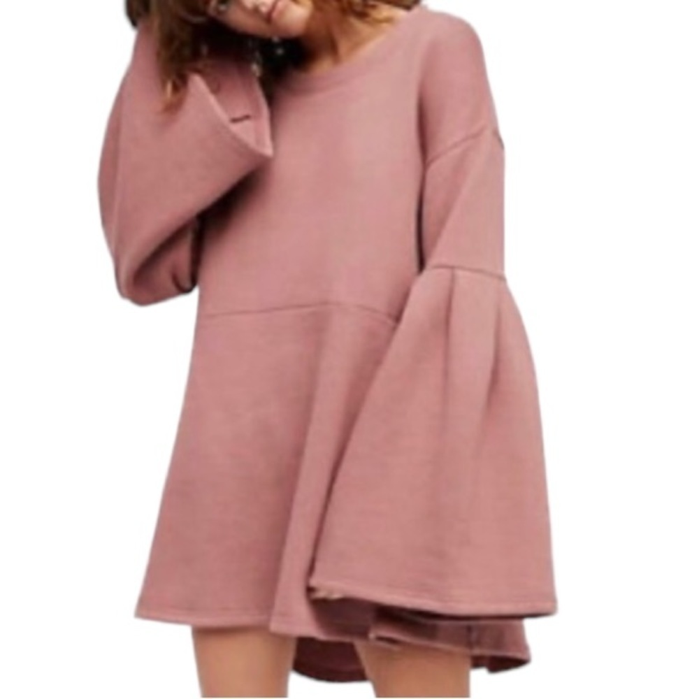 Free People Beach Sz XS Mauve Bell Sleeve Sweater BOHO